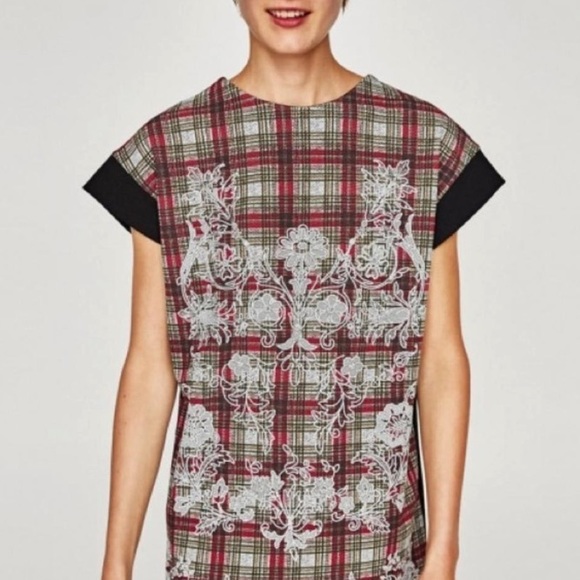 Zara Tweed Plaid Shift Dress - Picture 3 of 4
